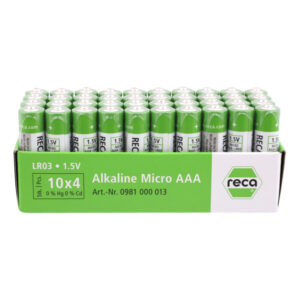 RECA 40 šarminės baterijos 1,5 V, LR03 Micro AAA, 40 vnt.